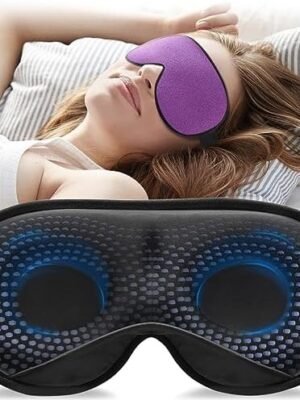 YFONG Weighted Sleep Mask, Women Men 3D Eye Mask Blocking Lights Sleeping Mask (4.2oz/120g), Pressure Relief Night Sleep Eye Mask with Adjustable Strap, Eye Cover Blindfold for Travel Nap Yoga, Purple