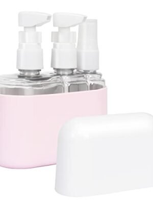 31BSCZb3OtL.jpg Unaone Travel Bottles Set for Toiletries, 3 in 1 Travel Container Leak Proof Plastic Refillable Travel Bottles Set, Travel Accessories Kits for Shampoo Lotion Liquids, Pink
