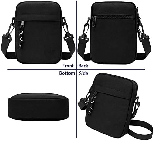 Lizbin Small Crossbody Bag for Men, Mini Messenger Bag Side Shoulder Bag for Phone Passport, Casual Satchel Bag Phone Purse, Mini Sling Bag Fanny Pack Water Resistant for Travelling, Hiking (Black)