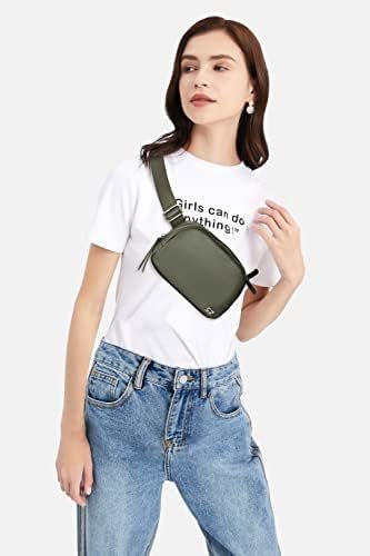 Small Fanny Pack Crossbody Bags for Women Lightweight Everywhere Belt Bag for Women Unisex Mini Waist Bag for Workout Sports Running Travelling Hiking Nylon Green