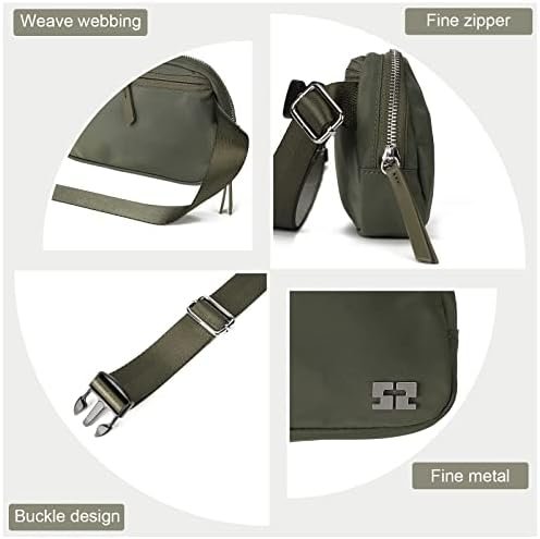 Small Fanny Pack Crossbody Bags for Women Lightweight Everywhere Belt Bag for Women Unisex Mini Waist Bag for Workout Sports Running Travelling Hiking Nylon Green