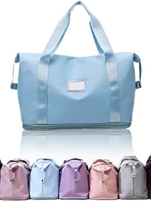 2023 NEW Gpmsign Travel Bag, High-capacity Double-layer Wet Separation Travelling Bag (Light Blue)