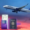 Teskyer Passport Holder and Vaccine Card Holder Combo, Fit for 4 x 3 Vaccine Card, Leather Passport Wallet Cover with Vaccine Card Slot, Purple