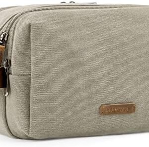 BAGSMART Toiletry Bag for Men, Canvas Travel Toiletry Organizer Dopp Kit Water-resistant Shaving Bag for Toiletries Accessories,Beige-Medium