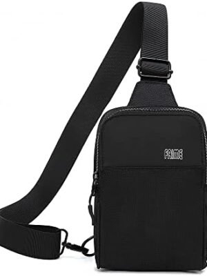 Small Crossbody Bags for Women & Men, Mini Sling Bag Fanny Packs Crossbody Purse, Chest Bag for Travelling, Hiking, Running (Black)