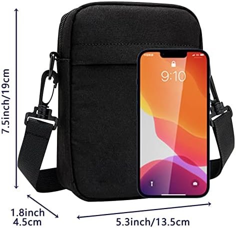 Lizbin Small Crossbody Bag for Men, Mini Messenger Bag Side Shoulder Bag for Phone Passport, Casual Satchel Bag Phone Purse, Mini Sling Bag Fanny Pack Water Resistant for Travelling, Hiking (Black)