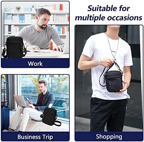 Lizbin Small Crossbody Bag for Men, Mini Messenger Bag Side Shoulder Bag for Phone Passport, Casual Satchel Bag Phone Purse, Mini Sling Bag Fanny Pack Water Resistant for Travelling, Hiking (Black)