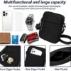 Lizbin Small Crossbody Bag for Men, Mini Messenger Bag Side Shoulder Bag for Phone Passport, Casual Satchel Bag Phone Purse, Mini Sling Bag Fanny Pack Water Resistant for Travelling, Hiking (Black)