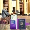Teskyer Passport Holder and Vaccine Card Holder Combo, Fit for 4 x 3 Vaccine Card, Leather Passport Wallet Cover with Vaccine Card Slot, Purple