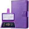 Teskyer Passport Holder and Vaccine Card Holder Combo, Fit for 4 x 3 Vaccine Card, Leather Passport Wallet Cover with Vaccine Card Slot, Purple