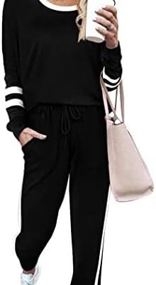 Aloodor Sweatsuit for Women 2 Piece Outfits for Womens Crewneck Sweatshirts Pullover