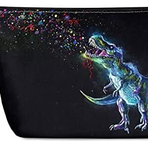 Upetstory Dinosaur Makeup Bag Portable Travel Cosmetic Bags Waterproof Organizer Multifunction Case with Zipper Toiletry Bags Clutch Handbags for Women Girls