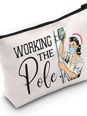 TOBGBE ER Nurse Gift Emergency Room Zipper Bag ICU Nurse Gift Appreciation Makeup Bag Nurse Graduation Gift (Working The Pole)