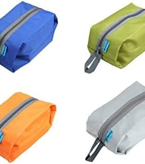 Tumecos Large Waterproof Portable Travel Organizer Toiletry Dopp Kit Space Saving Shoe Bag Pouch (4 Pack)