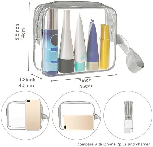 Sariok 3pcs/pack Clear Toiletry Bag with Zipper TSA Approved Travel Cosmetic Bag PVC Make-up Pouch Handle Straps for Women Men, Carry On Airport Airline Compliant Quart Bags 3-1-1 Kit Luggage
