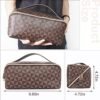 DIYOOHOMY Brown Checkered Makeup Bag Large Capacity Lay Flat Cosmetic Bag With Compartments Travel Leather Women Waterproof Beauty Bathroom Skincare Big Bag Designer Toiletry Organizer Pouch