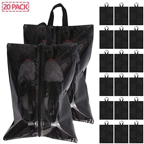 Set of 20 Transparent Large Travel Packing Organizer Clear Shoe Bags for Men and Women, Storage Cubes Pouch for Accessories Suitcase Luggage
