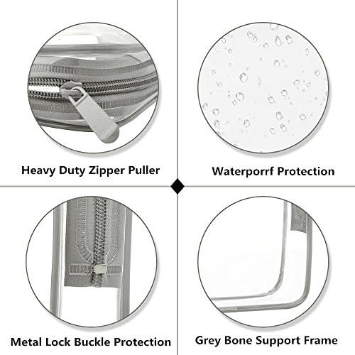 Sariok 3pcs/pack Clear Toiletry Bag with Zipper TSA Approved Travel Cosmetic Bag PVC Make-up Pouch Handle Straps for Women Men, Carry On Airport Airline Compliant Quart Bags 3-1-1 Kit Luggage