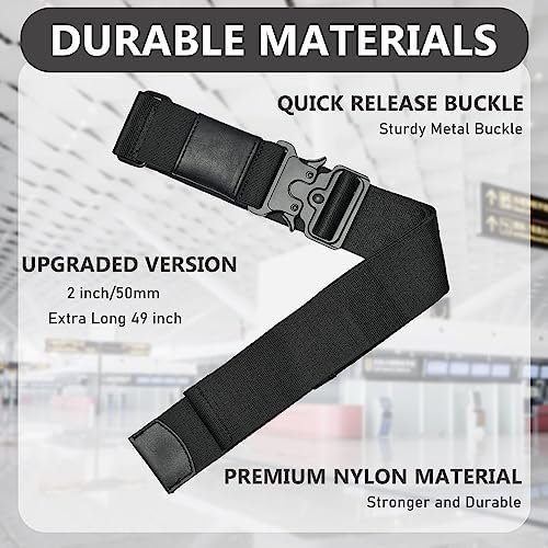 Travel Belt for Luggage, Adjustable Luggage Straps, Add a Bag Luggage Strap for Carry On Bag, Personalized Travel Accessories for Women & Men (Black)