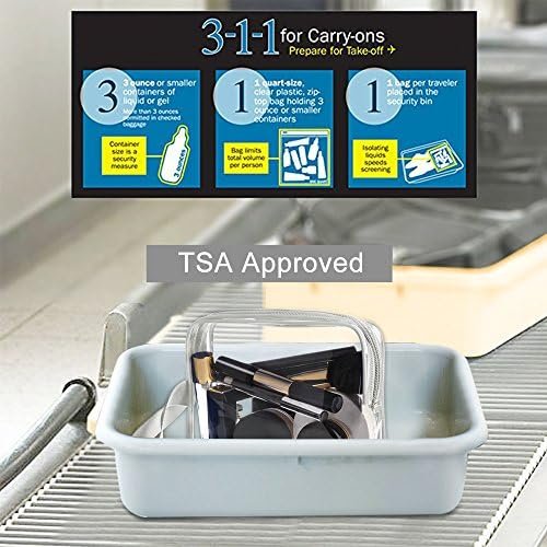Sariok 3pcs/pack Clear Toiletry Bag with Zipper TSA Approved Travel Cosmetic Bag PVC Make-up Pouch Handle Straps for Women Men, Carry On Airport Airline Compliant Quart Bags 3-1-1 Kit Luggage