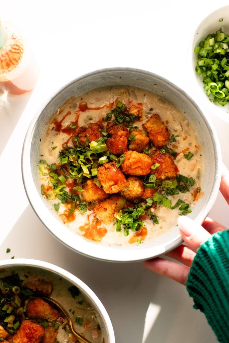 Super Creamy White Chicken Chili with Seasoned Tots Recipe