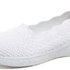 poemlady Women's Slip on Loafer Shoes - Mesh Casual Ballet Flat Nurse Walking Sneakers Knit Round Toe Low Wedge Memory Foam Shoes