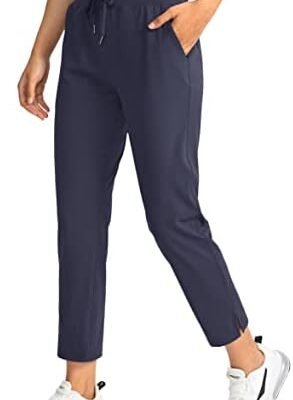Soothfeel Women’s Golf Pants with 4 Pockets 7/8 Stretch High Wasited Sweatpants Travel Athletic Work Pants for Women