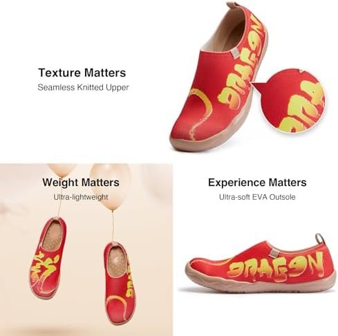 UIN Year of The Dragon Women's Travel Walking Shoes Slip On Casual Loafers 2024 Chinese Lunar New Yea