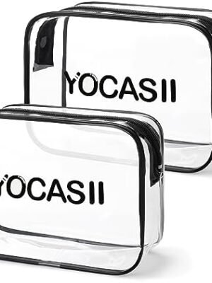 YOCASII 2pcs TSA Approved Toiletry Bag, Quart Size Travel Bag TSA Approved, Clear Toiletry Bags for Traveling, Reusable Clear Travel Bags for Toiletries, Travel Toiletry Bag for Men and Women