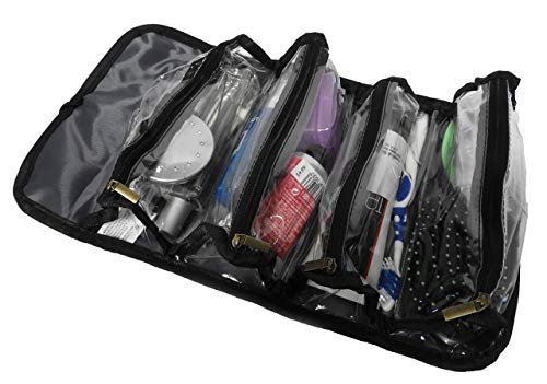 Roll-Up Travel Organizer 4 section Zippered Organize Toiletries Cosmetics Jewelry