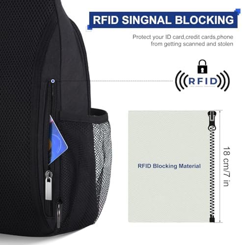 Sling Bag for Men Women Crossbody Backpack with Phone Holder on Reversible Strap RFID Blocking Chest Bag for Travel Hiking