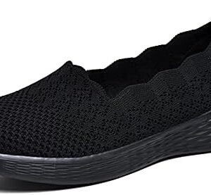 Puxowe Women’s Casual Slip on Walking Flat Shoes-Lightweight Low-Top Knit Loafer Sneaker