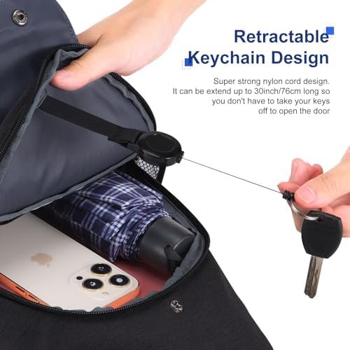 Sling Bag for Men Women Crossbody Backpack with Phone Holder on Reversible Strap RFID Blocking Chest Bag for Travel Hiking