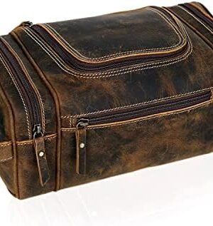 41cEt048M8L._AC_.jpg VC VINTAGE COUTURE Genuine Leather Toiletry Bag for Men – Extra Large Leather Men’s Toiletry Bag for Traveling Hanging, Real Leather Dopp Kit for Men Leather Shaving Bag for Travel