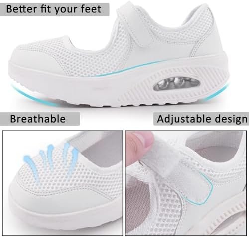 Women's Comfortable Working Nurse Shoes Non-Slip Adjustable Breathable Walking Buffer Fitness Casual Nursing Orthotic Lightweight Shoes Arthritis, Diabetes Heel Pain