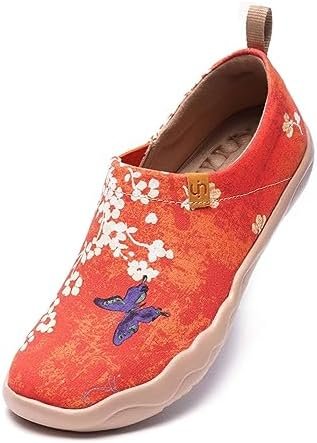 UIN Women's Fashion Floral Art Sneaker Painted Canvas Slip-On Ladies Travel Shoes