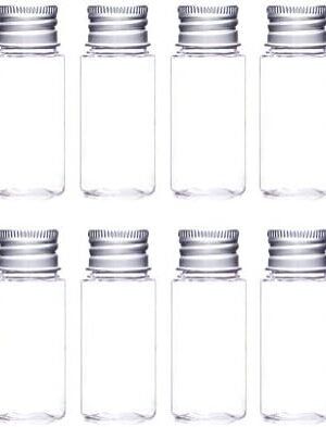 12PCS Empty Clear Travel Portable Glass Wish Bottles with Silver Aluminum Cap Essential Oil Powders Cream Ointments Grease Storage Container Jars Cosmetic Makeup Sample Packing Holder(30ml/1oz)
