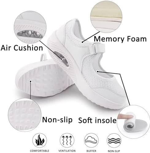 Women's Comfortable Working Nurse Shoes Non-Slip Adjustable Breathable Walking Buffer Fitness Casual Nursing Orthotic Lightweight Shoes Arthritis, Diabetes Heel Pain
