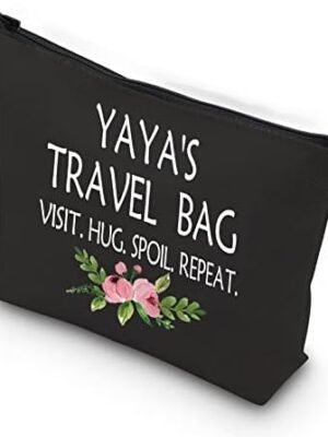 WCGXKO Yaya Gift Grandma Mother’s Day Gift Birthday Gift Travel Gift Cosmetics Bag Toiletry Bag Gift for Yaya (YAYA’S TRAVEL black)