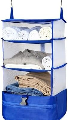 YCWIWO Travel Hanging Shelves, Hanging Packing Cubes for Travel, Luggage Storage Organizer, Carry-On Closet for Suitcase