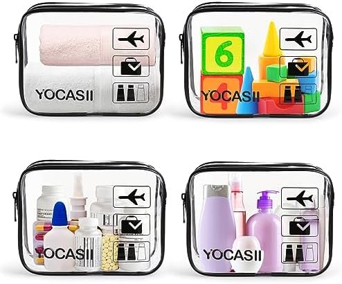 YOCASII 2pcs TSA Approved Toiletry Bag, Quart Size Travel Bag TSA Approved, Clear Toiletry Bags for Traveling, Reusable Clear Travel Bags for Toiletries, Travel Toiletry Bag for Men and Women