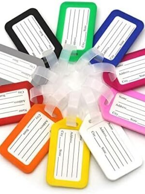 36pcs Luggage Tag, H&W Plastic Luggage Tags for Suitcase with Lanyard & Name ID Identifiers, 12 Colors Label Travel Accessories Airplane Suitcase Labels