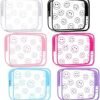 Cunno 6 Pcs Smile Face Clear Makeup Bags for Women, Smile Dots Cosmetic Bags with Zipper Transparent PVC Waterproof Travel Toiletry Handbags Purses Organizer for Girls (Smile Style)