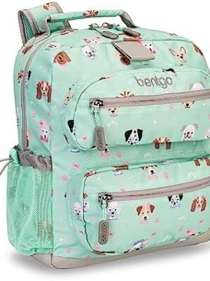 Bentgo® Kids Backpack – Lightweight 14”, Unique Prints for School, Travel, & Daycare – Roomy Interior, Durable & Water-Resistant Fabric, & Loop for Lunch Bag (Puppy Love)