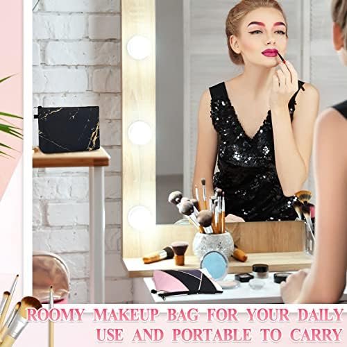 Dunzy 16 Pieces Makeup Bags Bulk Waterproof Cosmetic Bags Roomy Zipper Pouch Travel Toiletry Pouch Portable Organizer Accessory Resistant Storage Purse for Women Men Gifts (Marble Style)