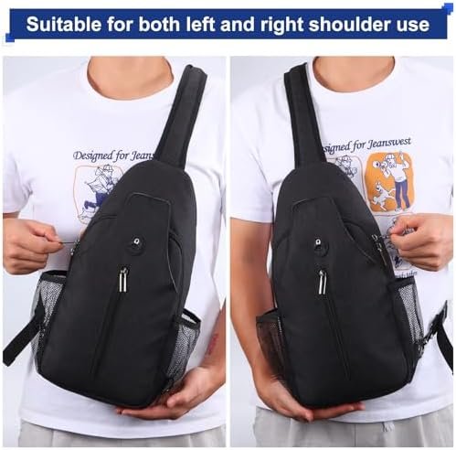 Sling Bag for Men Women Crossbody Backpack with Phone Holder on Reversible Strap RFID Blocking Chest Bag for Travel Hiking