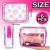 Cunno 6 Pcs Smile Face Clear Makeup Bags for Women, Smile Dots Cosmetic Bags with Zipper Transparent PVC Waterproof Travel Toiletry Handbags Purses Organizer for Girls (Smile Style)