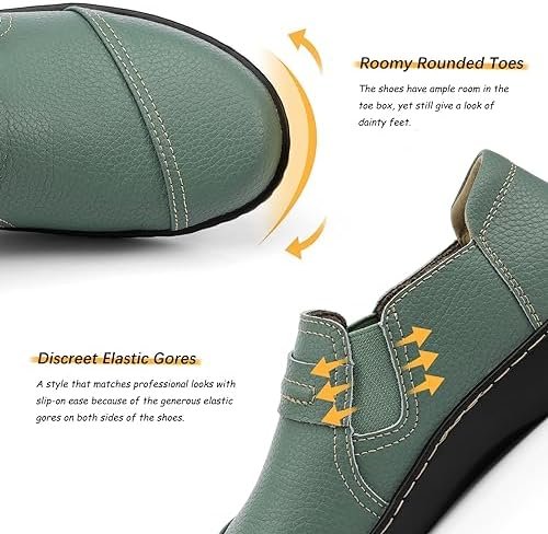 LAZYPOP Women's Classic Comfort Leather Loafers Cute Slip-Ons Casual Dress Shoes Lightweight Walking Flats Everyday Work Shoes