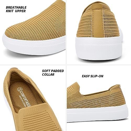 konhill Loafers for Women Slip on Walking Shoes Knit Breathable Tennis Work Comfortable Casual Fashion Sneakers