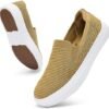 konhill Loafers for Women Slip on Walking Shoes Knit Breathable Tennis Work Comfortable Casual Fashion Sneakers